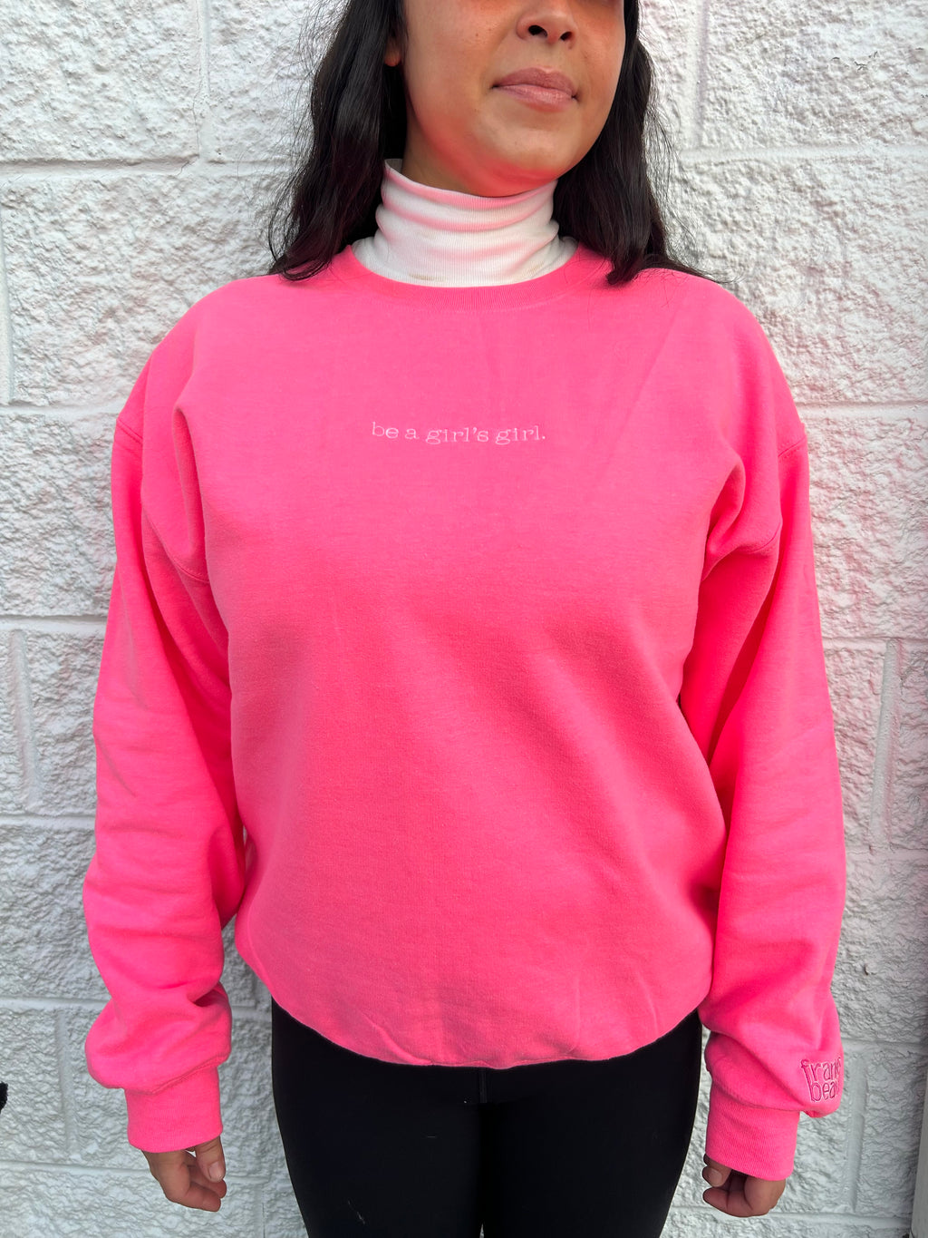 Crew Neck "Be A Girl's Girl" Sweatshirt (Pink + Gray)