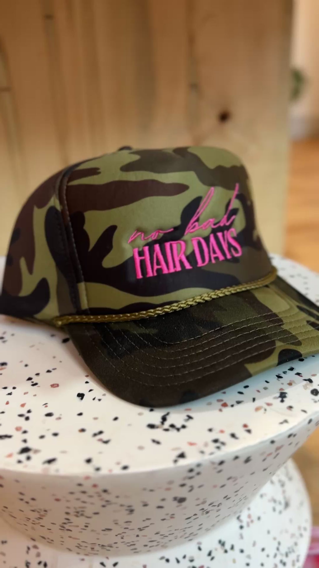 "No Bad Hair Days" Camo Trucker Hat